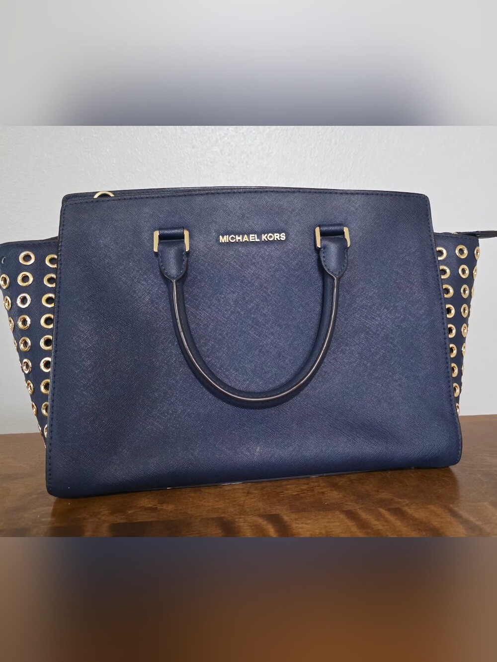 Michael Kors Navy Saffiano Leather Satchel